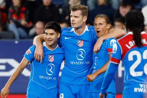 马竞2-1奥萨苏纳 格列兹曼造点卢克曼点射瑟尔洛特建功略伦特染红